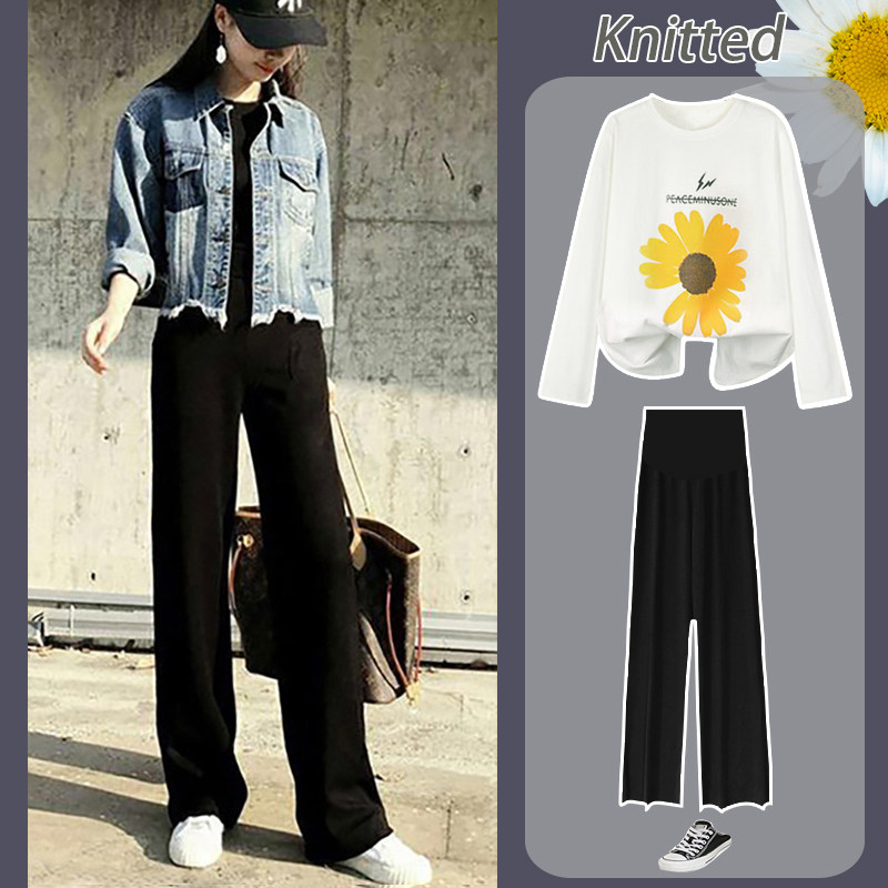 孕妇裤子阔腿裤秋季长裤外穿时尚秋冬款直筒运动裤休闲春秋装潮妈