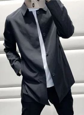 有型修身中长款风衣时尚翻领穿搭2022风度有男外套风度春秋季凛然