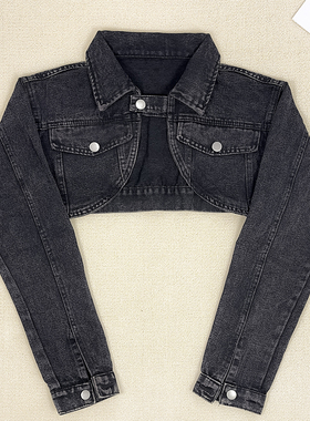 辣妹超短款黑色牛仔外套女秋季2025新款设计感小众百搭外穿上衣潮