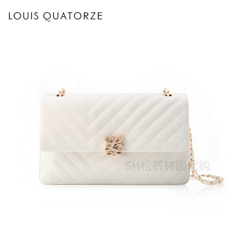 韩国代购LOUISQUATORZE瑞克朵丝女士休闲乳白色牛皮单肩斜挎皮包