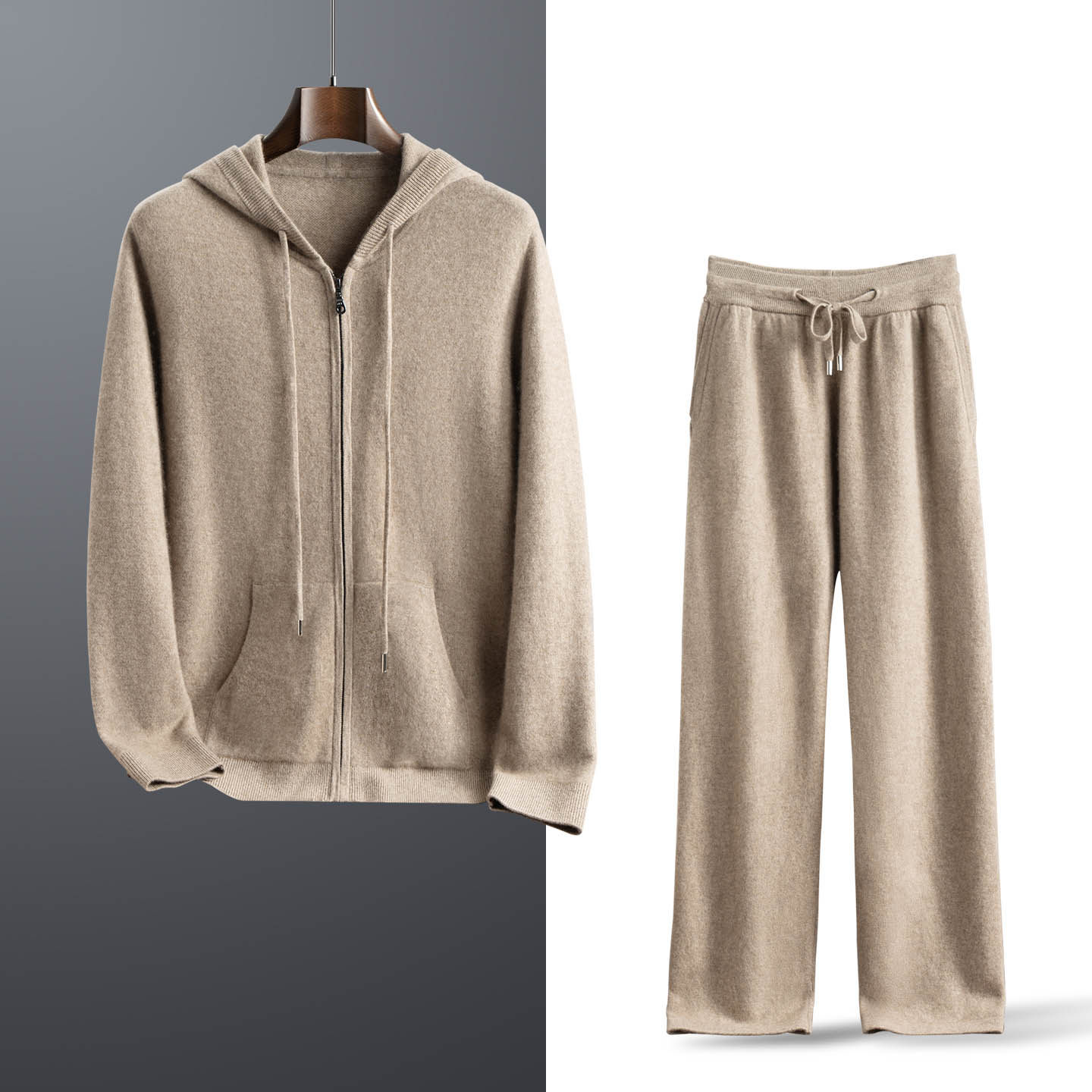 男士拉链帽衫宽松连帽开衫毛衣针织外套纯山羊绒衫羊绒裤羊绒套装,男装,其他套装,淘宝优惠券,粉丝福利购,淘宝优惠卷
