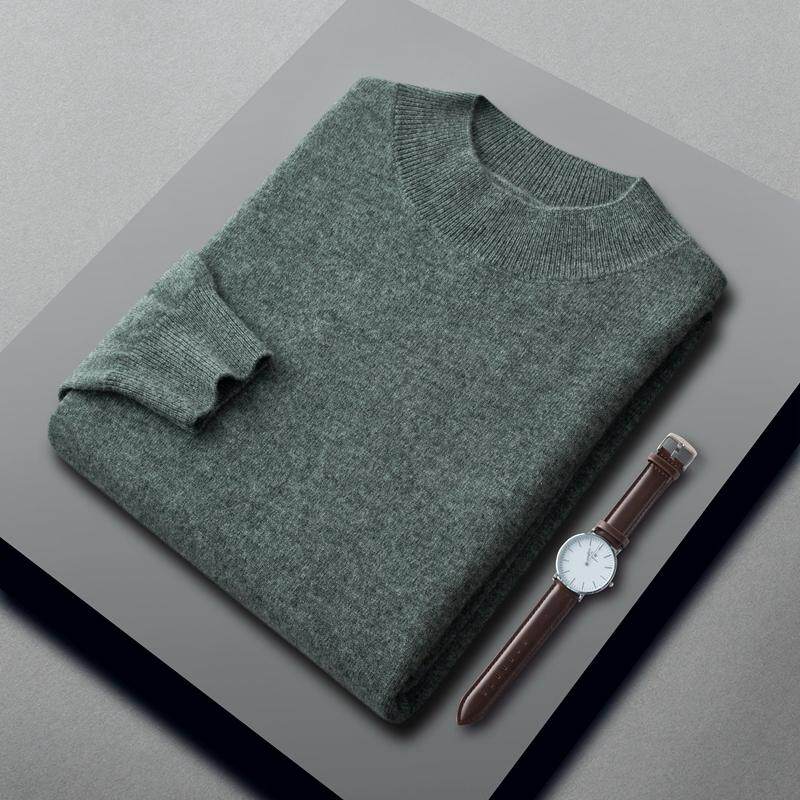 冬男士100山羊绒衫纯色简约商务休闲宽松套头毛衣羊毛针织打底衫