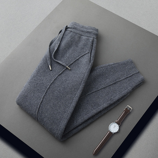 男士小脚裤羊绒裤~100纯山羊绒男裤外穿休闲简约纯色运动裤长裤