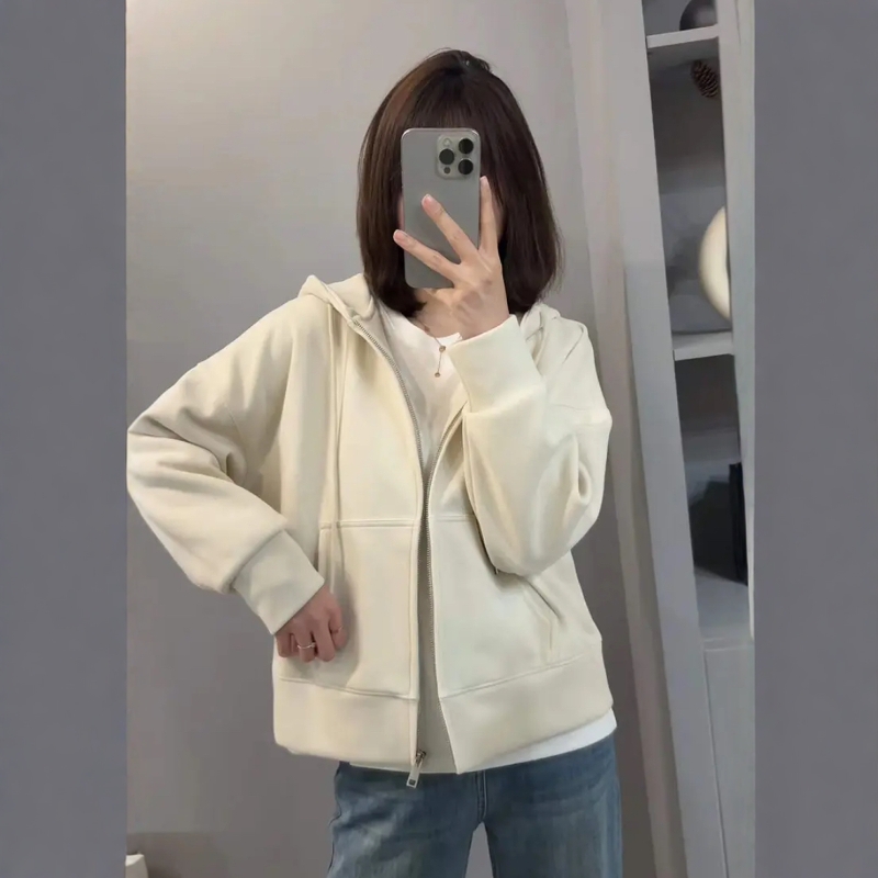 2025年春季新款高级感连帽卫衣外套女装超好看韩系小个子休闲开衫