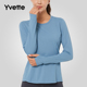 T恤女吸湿排汗上衣简约E120386A03AS 网纱透气长袖 Yvette 薏凡特