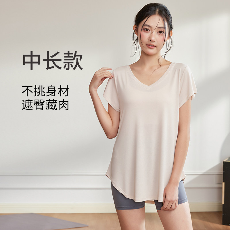 大码宽松瑜伽t恤女短袖胖MM速干健身衣显瘦运动罩衫裸感亲肤上衣