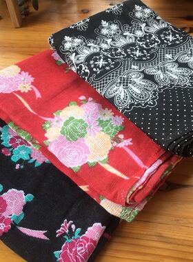 特日本粗布长巾包裹布头巾手作布