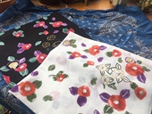 全棉花卉系列女士擦汗手绢方巾大尺寸柔软纯棉手帕45cm