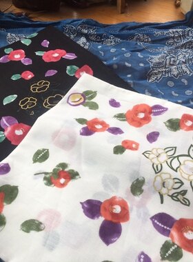 全棉花卉女士大方巾柔软纯棉手帕