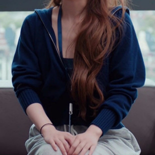 2025许我耀眼赵露思许妍同款拉链短款连帽卫衣外套女秋季新款