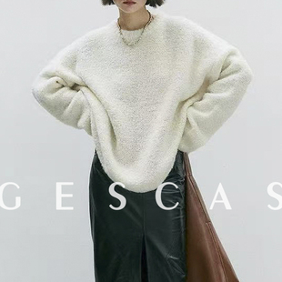 GESCAS重磅圈圈羊驼毛宽松慵懒毛衣羊驼毛毛衣外套百搭针织衫上衣