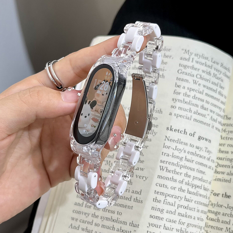 适用小米手环7表带树脂智能手环6腕带创意3/4/5/nfc版新款运动透明7pro女生可爱替换带高级配件七六五四代男怎么看?