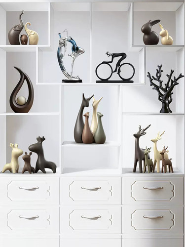 摆件家居装饰现代轻奢高档欧式陶瓷工艺品摆设客厅玄关电视柜酒柜