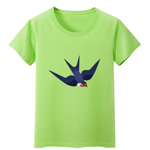 春天小燕子男童装蓝色短袖女孩红色T恤宝宝黄色上衣黑色白色纯棉