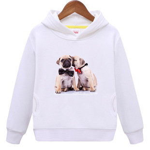 巴哥犬卫衣加绒秋冬装外套儿童春秋天毛圈上衣服连帽衫长袖男女孩