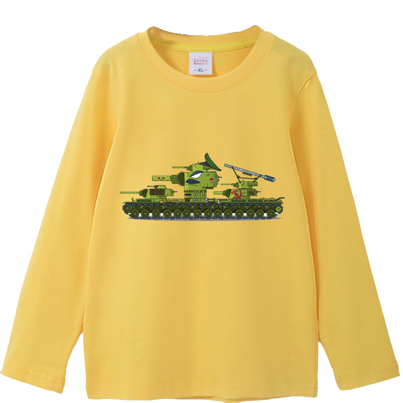 儿童kv44坦克长袖2025秋装纯棉T恤小男孩帅气上衣学生重坦克 成人