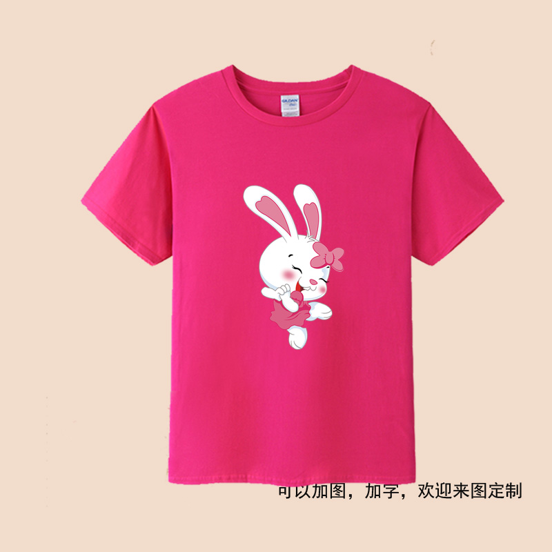 儿童夏季新款女童宽松T恤女宝宝小兔子跳舞印花表演短袖体恤可爱