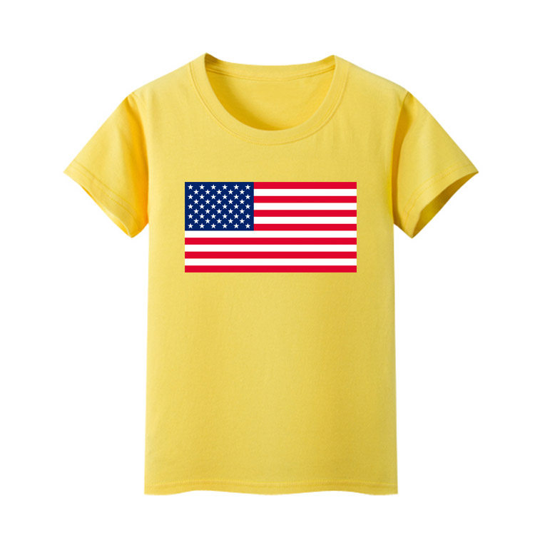 美国国旗 短袖男女儿童班服小学生表演活动t恤文化衫上衣服装宝宝