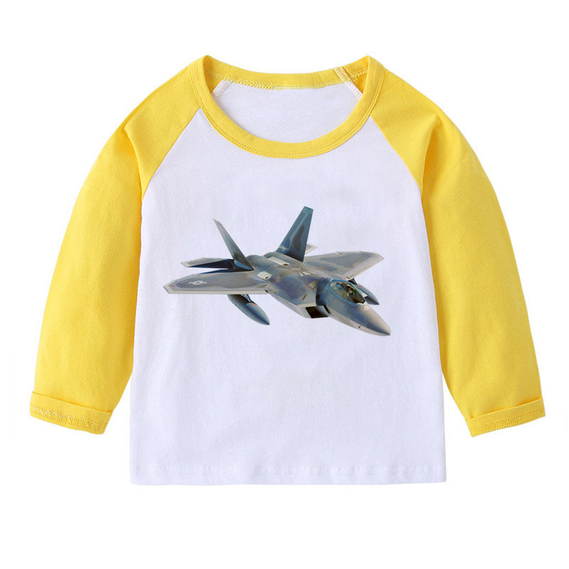 飞机女童打底衫秋装长袖T恤男孩秋季插肩袖t恤纯棉宝宝儿童上衣服