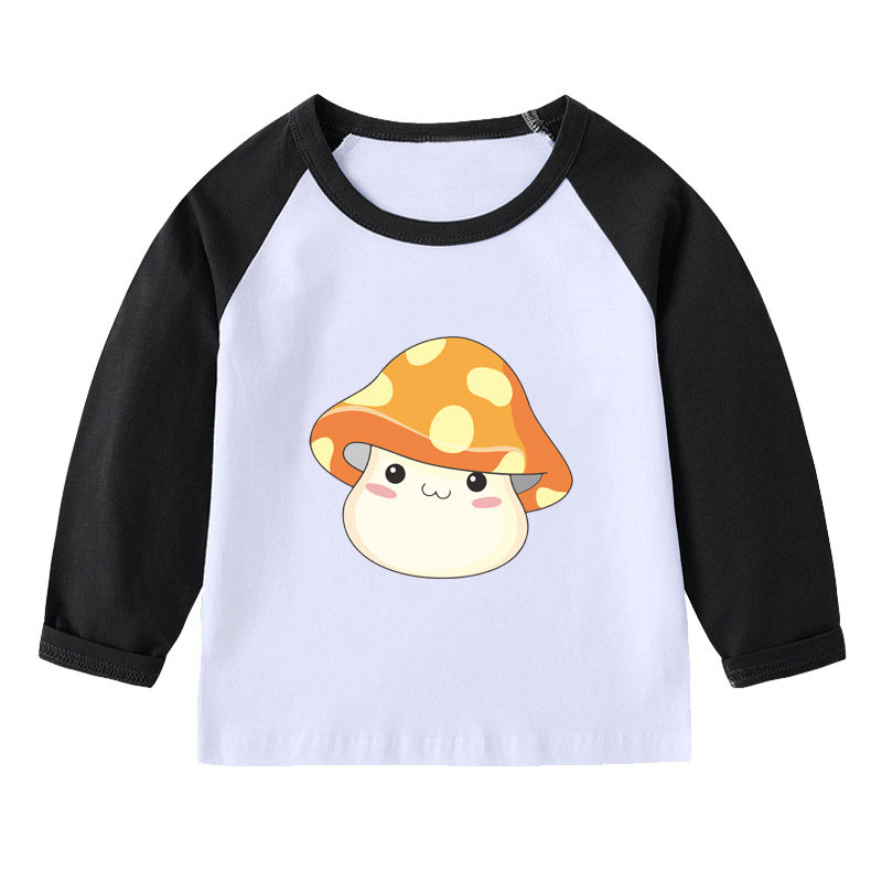 蘑菇T恤春秋长袖上衣男童活动班服女儿童装亲子装宝宝上衣服