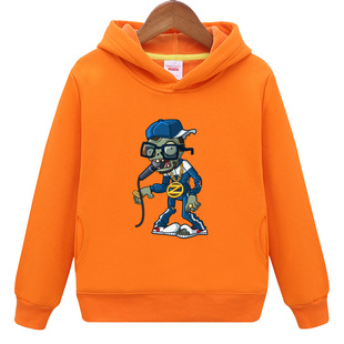 植物大战僵尸儿童摇滚音乐卫衣带帽 儿童长袖中大童 男童女打底衫