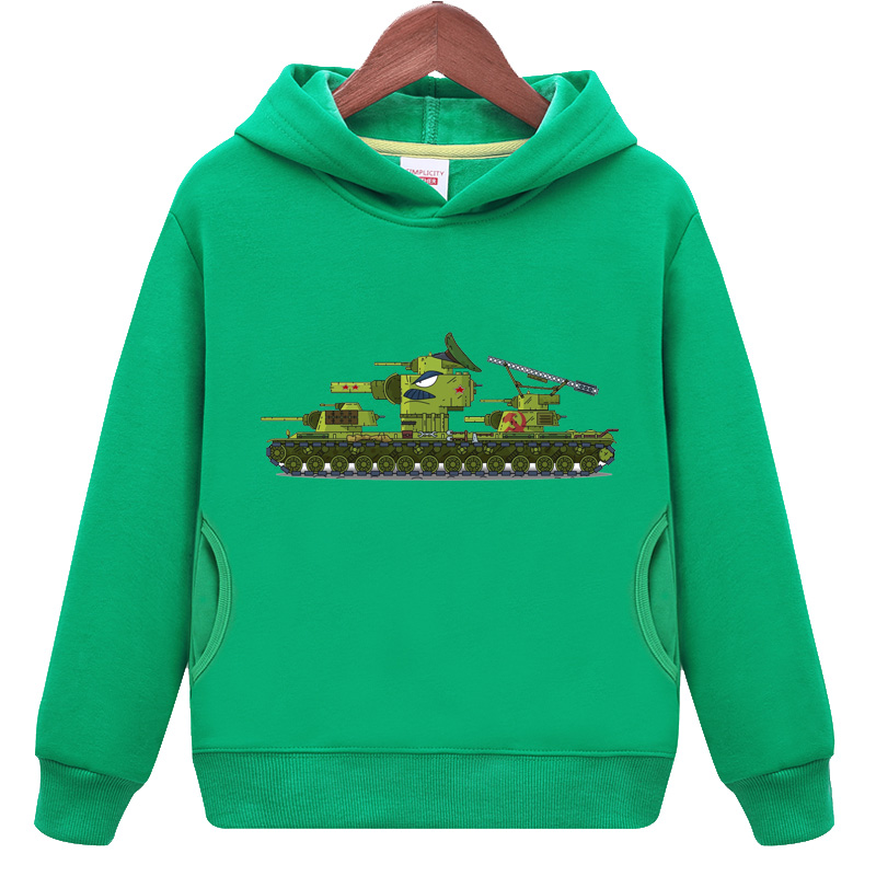 kv44坦克车童装中小学生小孩儿童绿色外套加绒男女卫衣服大炮对决