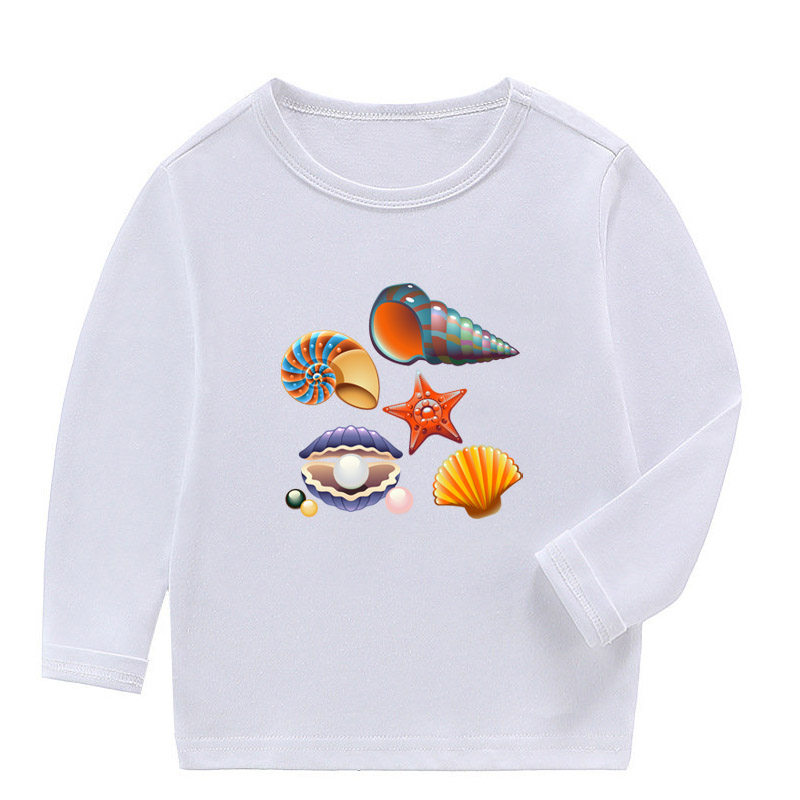 贝壳T恤春秋长袖上衣男童活动班服女儿童装亲子装宝宝上衣服