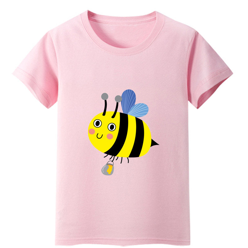 黄色小蜜蜂图案t恤童装服装 儿童短袖男女童宝宝幼儿园班服衣服夏