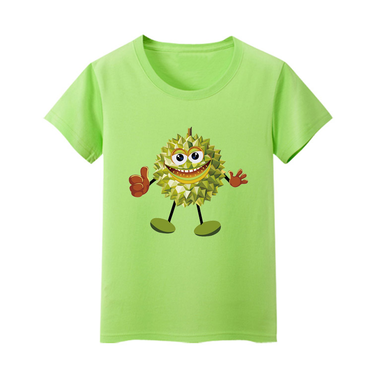 榴莲图案儿童纯棉T恤短袖卡通水果男女童大小中童 可来图团体定制