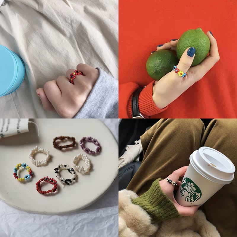 the republic of korea Same item ins Red Net ylyl manual Beading interest Floret Ring Large Elastic force Ringin the Accessories/Fashion Jewelry, Ring/Ring  category - from Buy2taobao.com to provide professional Taobao agent buy service