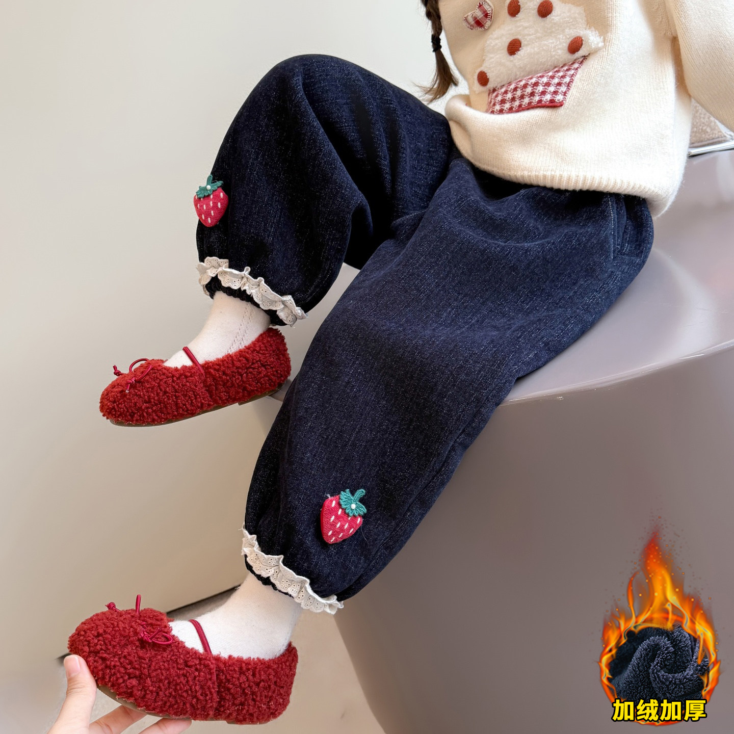 女童加绒裤子冬季洋气一体绒儿童超好看灯笼裤宝宝冬装加厚牛仔裤,童装/婴儿装/亲子装,裤子,淘宝优惠券,粉丝福利购,淘宝优惠卷