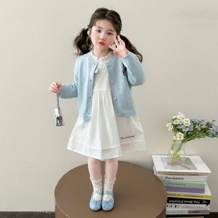 女童连衣裙春装2026新款洋气儿童公主裙宝宝针织开衫套装春秋童装