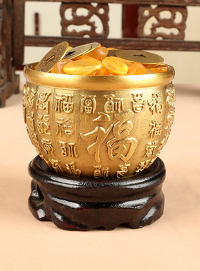 黄铜浮雕烟灰缸家居摆件配底座