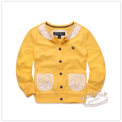 rtw童装2025春装蕾丝花边领甜美女童纯棉针织开衫毛衣空调衫薄款