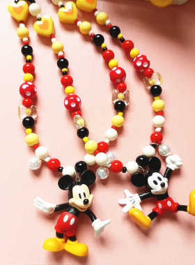 手作彩色串珠可爱卡通潮流米老鼠夏日度假短款项链颈链女儿童