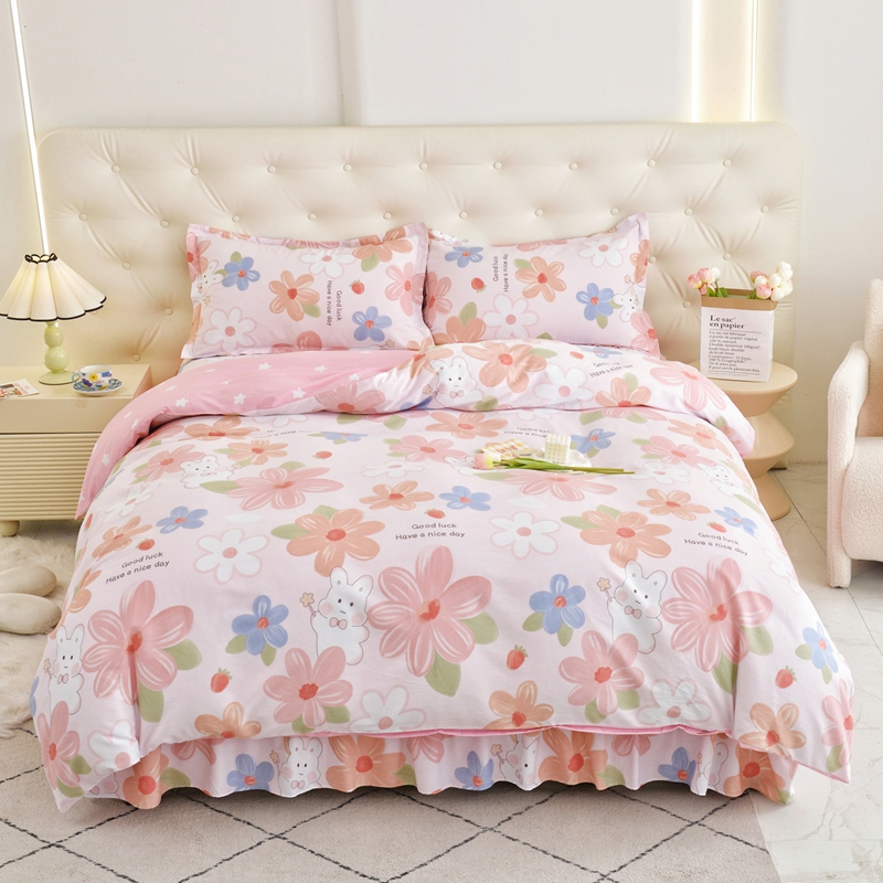 纯棉四件套床裙1.5米1.8M被套200*230 180*220全棉枕套斜纹