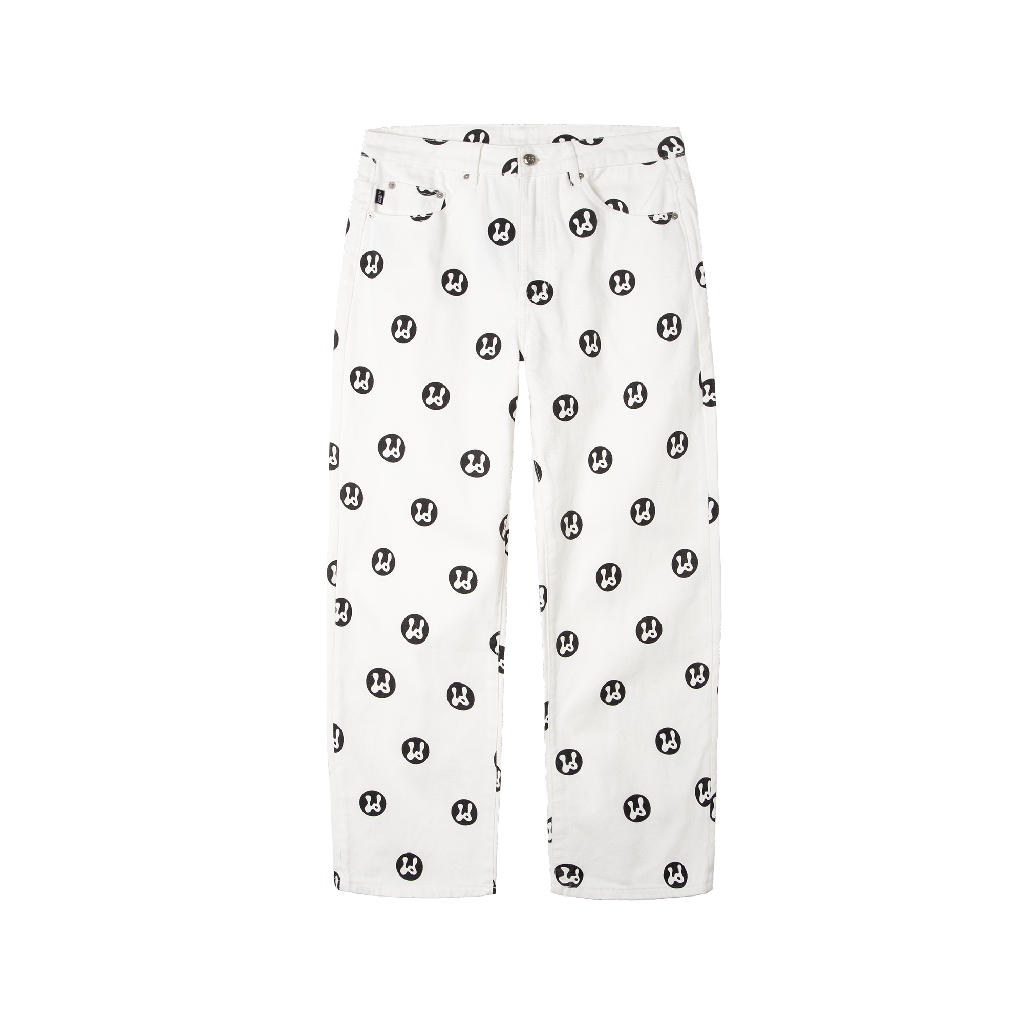 LDS宽松印花白色牛仔裤