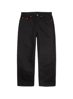 LDS 重磅黑色宽松硬挺拼接BAGGY牛仔长裤