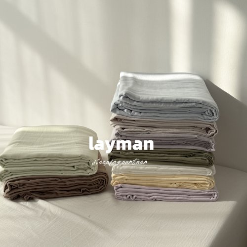 Layman外行 纯色简约莫兰迪100纯棉全棉柔软透气双层纱床单床笠