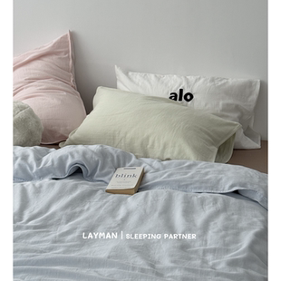 Layman外行 A类纯棉双层纱四件套纯色简约混搭全棉纱布裸睡超柔