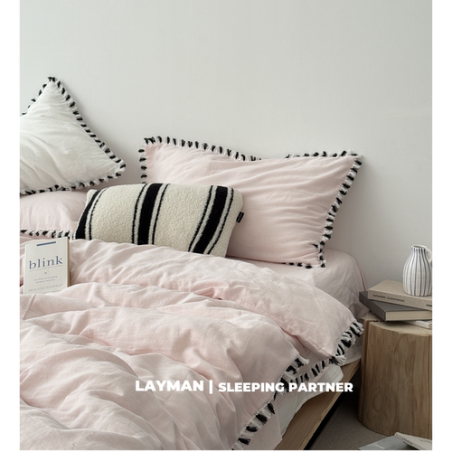 Layman外行 A类全棉超柔裸睡双层纱四件套纯棉纯色简约纱布床品