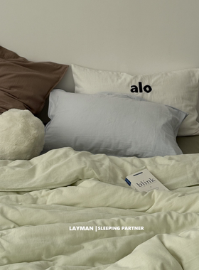 Layman外行【绿森林】A类纯棉双层纱四件套全棉纯色简约超柔裸睡