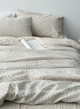 Layman 外行【丹麦】A类纯棉色织小提花诧寂风纯棉四件套简约床品