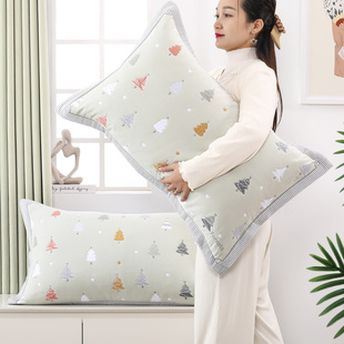 拉链款式纯棉纱布枕套一对装四季新款加厚柔软家用全棉枕头内胆套