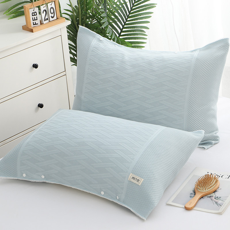 竹纤维冰凉按扣枕巾一对装夏季枕头巾可固定防滑不脱落半包裹盖巾