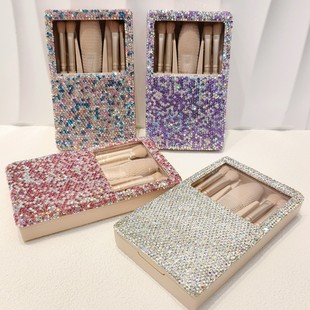 高颜值镶钻盒装带镜轻奢化妆刷旅行套装便携软毛全套初学者散粉刷