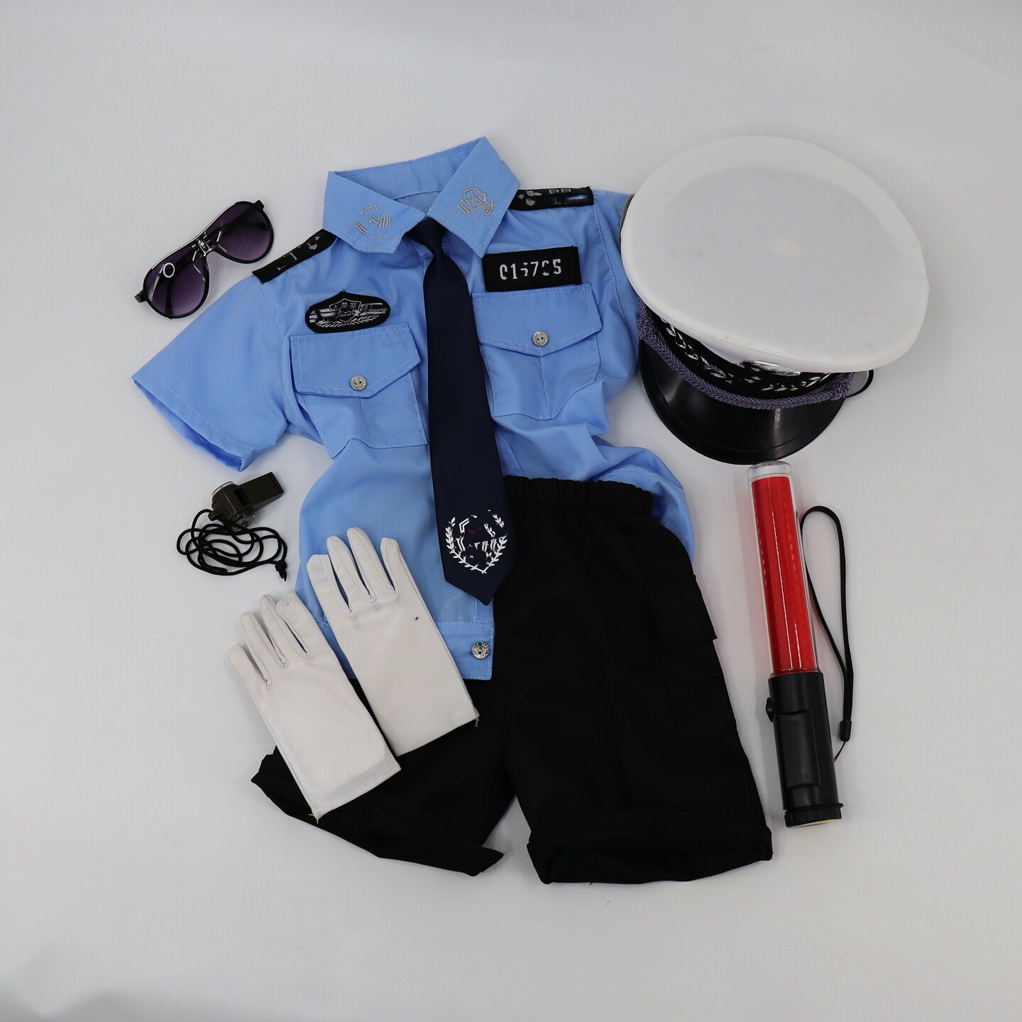 男女童警官服演出套装短袖