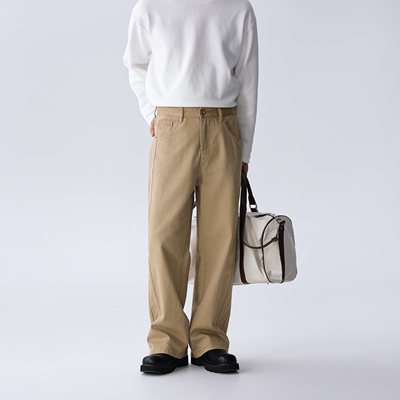 Gentleness26春卡其色休闲裤莱赛尔柔软舒适拼接结构无弹通勤款