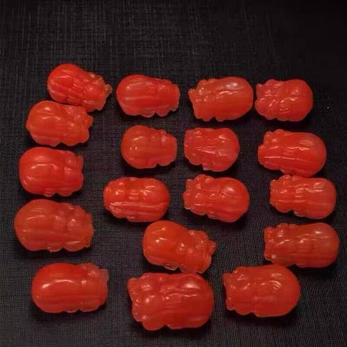 原矿保山南红貔貅文玩配珠