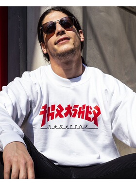 【限定】正品现货Thrasher Godzilla 秋冬哥斯拉白色加绒卫衣情侣